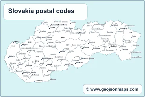 Preview of Slovakia postal codes map