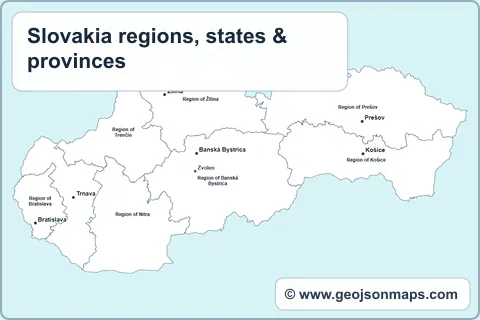 Preview of Slovakia regions, states & provinces map