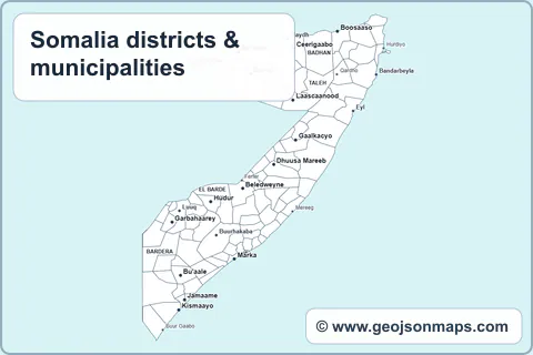 Preview of Somalia districts & municipalities map