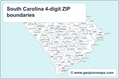 Preview of South Carolina 4-digit ZIP boundaries map