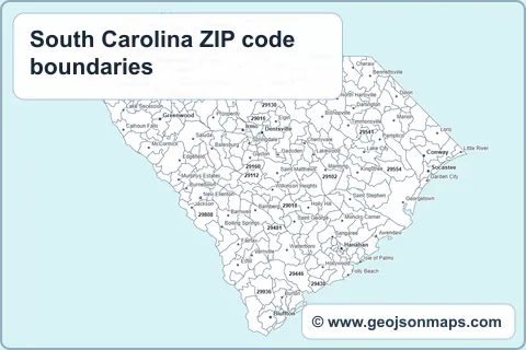 Preview of South Carolina ZIP code boundaries map