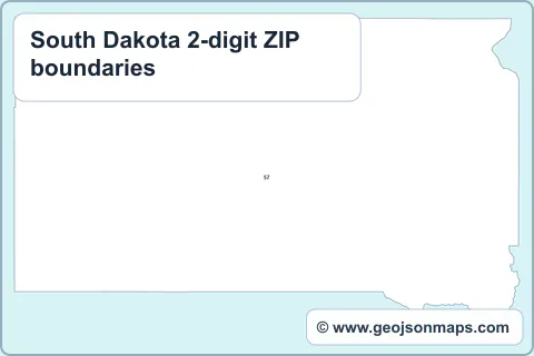 Preview of South Dakota 2-digit ZIP boundaries map