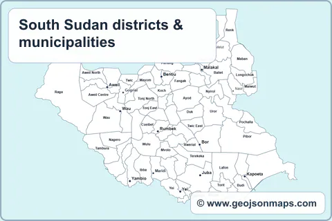Preview of South Sudan districts & municipalities map