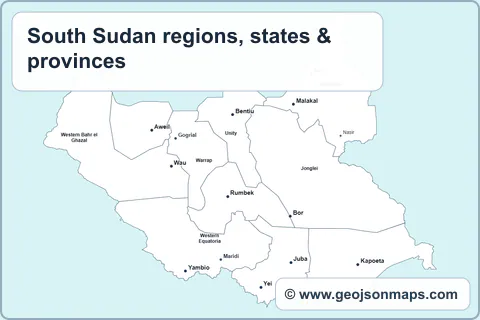 Preview of South Sudan regions, states & provinces map