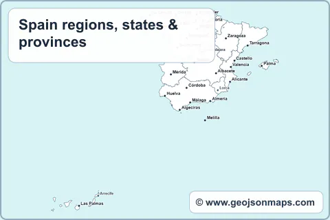 Preview of Spain regions, states & provinces map