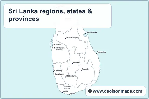 Preview of Sri Lanka regions, states & provinces map