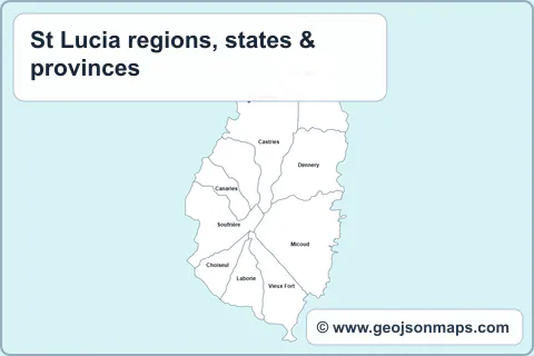 Preview of St Lucia regions, states & provinces map