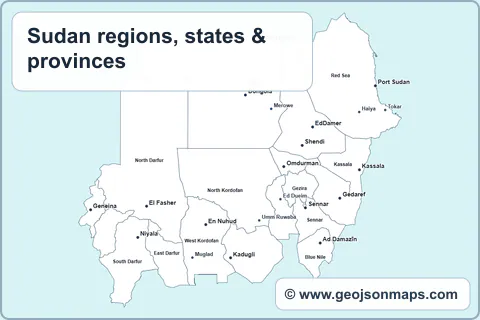 Preview of Sudan regions, states & provinces map