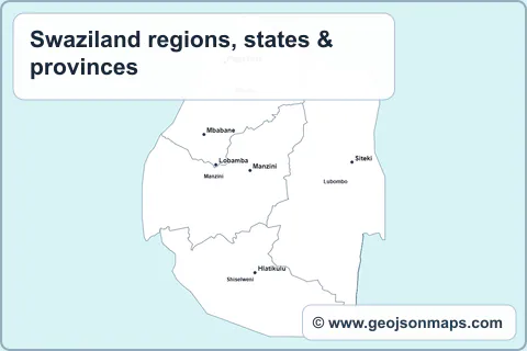 Preview of Swaziland regions, states & provinces map