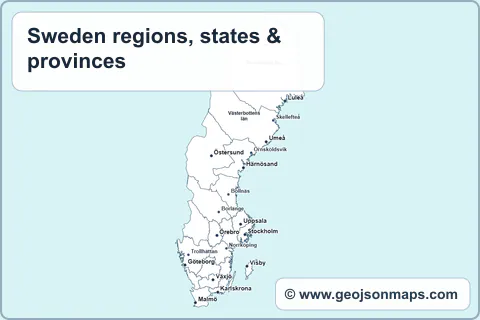 Preview of Sweden regions, states & provinces map