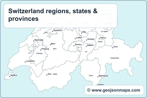 Preview of Switzerland regions, states & provinces map