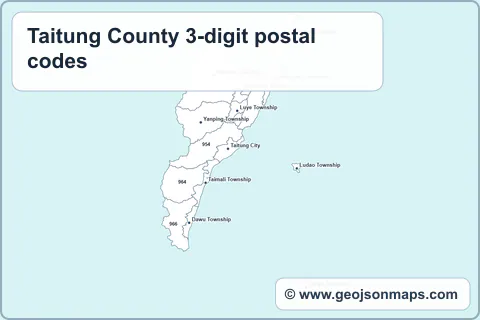 Preview of Taitung County 3-digit postal codes map