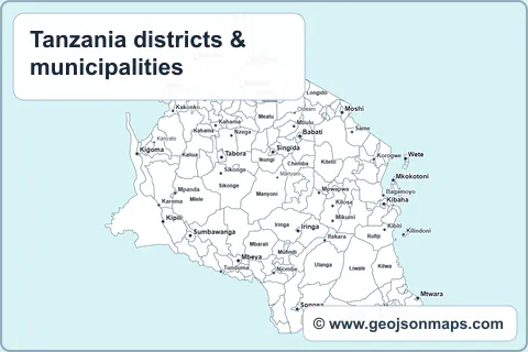 Preview of Tanzania districts & municipalities map