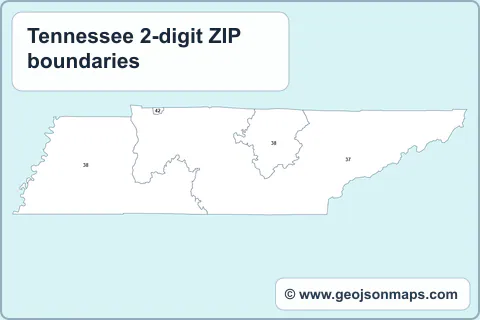 Preview of Tennessee 2-digit ZIP boundaries map