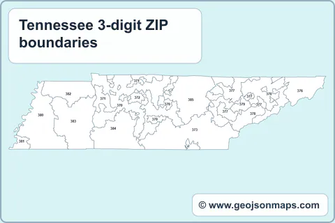 Preview of Tennessee 3-digit ZIP boundaries map