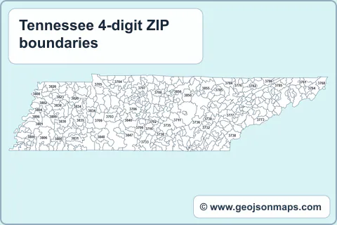 Preview of Tennessee 4-digit ZIP boundaries map