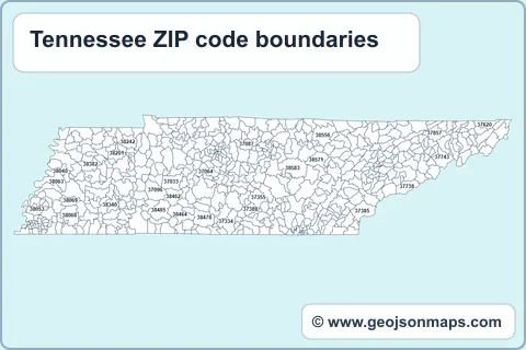 Preview of Tennessee ZIP code boundaries map