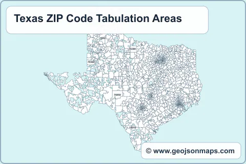 Preview of Texas ZIP Code Tabulation Areas map