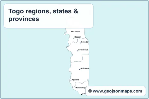 Preview of Togo regions, states & provinces map
