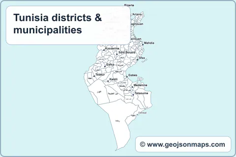 Preview of Tunisia districts & municipalities map
