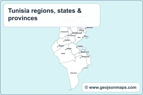 Preview of Tunisia regions, states & provinces map