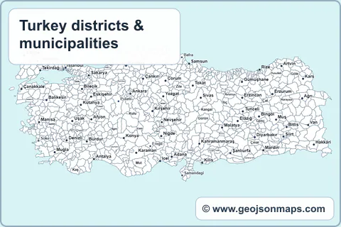 Preview of Turkey districts & municipalities map