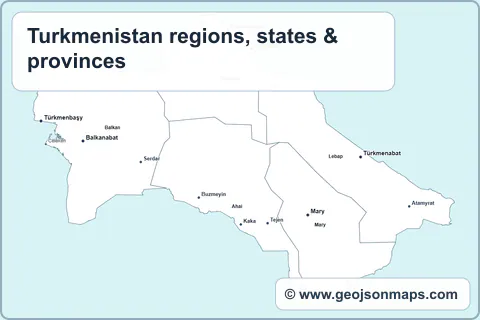 Preview of Turkmenistan regions, states & provinces map