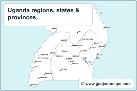 Preview of Uganda regions, states & provinces map