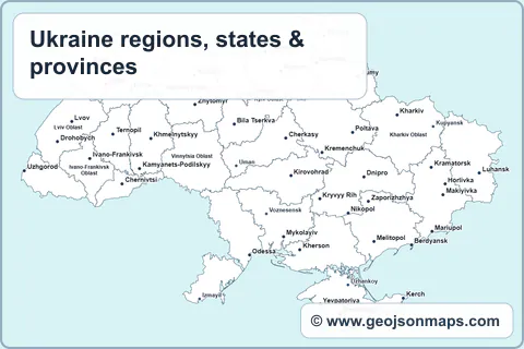 Preview of Ukraine regions, states & provinces map