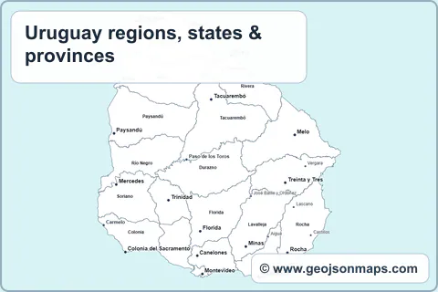 Preview of Uruguay regions, states & provinces map