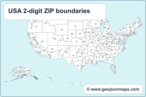 Preview of USA 2-digit ZIP boundaries map