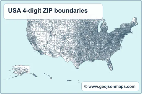 Preview of USA 4-digit ZIP boundaries map
