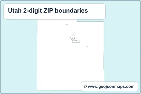Preview of Utah 2-digit ZIP boundaries map