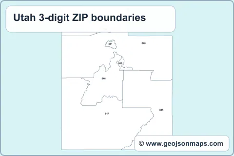 Preview of Utah 3-digit ZIP boundaries map