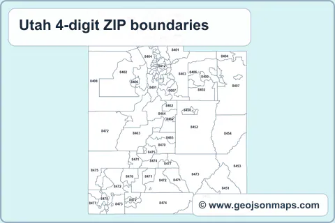 Preview of Utah 4-digit ZIP boundaries map