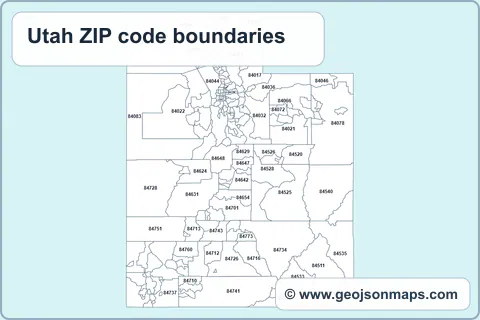 Preview of Utah ZIP code boundaries map