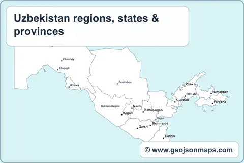 Preview of Uzbekistan regions, states & provinces map