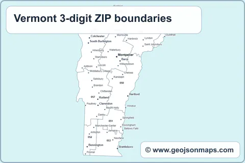 Preview of Vermont 3-digit ZIP boundaries map