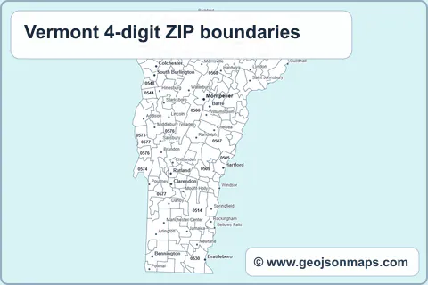 Preview of Vermont 4-digit ZIP boundaries map