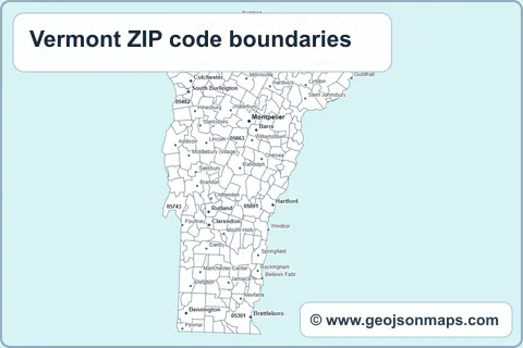 Preview of Vermont ZIP code boundaries map