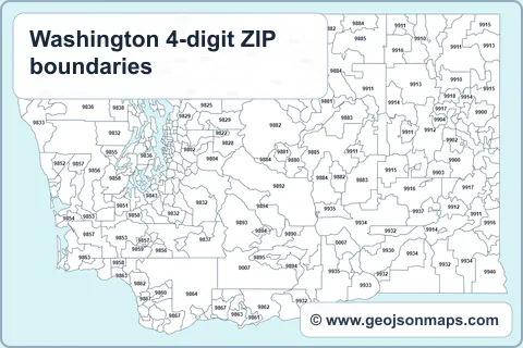 Preview of Washington 4-digit ZIP boundaries map