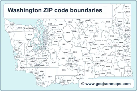 Preview of Washington ZIP code boundaries map