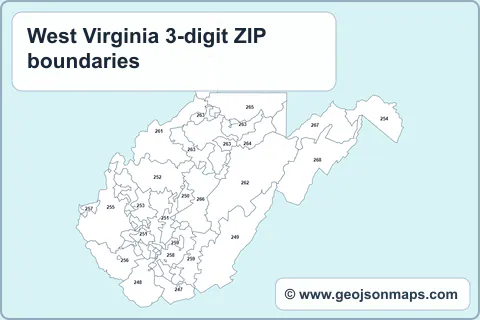 Preview of West Virginia 3-digit ZIP boundaries map
