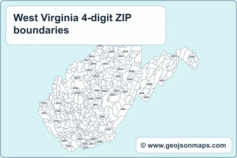 Preview of West Virginia 4-digit ZIP boundaries map
