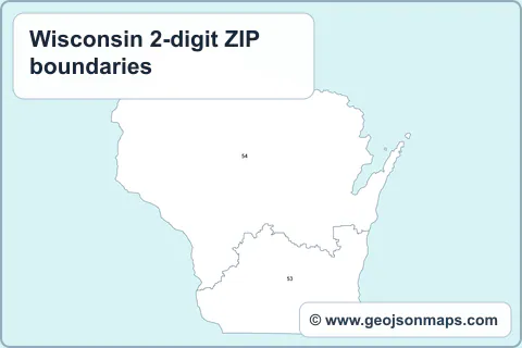 Preview of Wisconsin 2-digit ZIP boundaries map