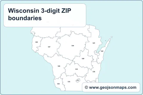 Preview of Wisconsin 3-digit ZIP boundaries map