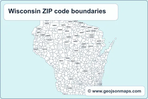Preview of Wisconsin ZIP code boundaries map