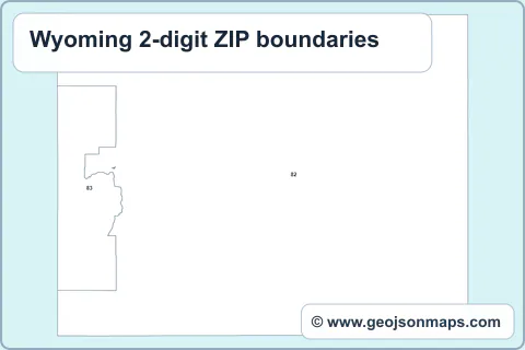 Preview of Wyoming 2-digit ZIP boundaries map