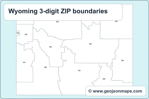 Preview of Wyoming 3-digit ZIP boundaries map