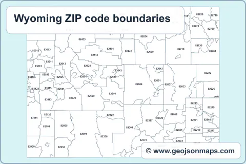 Preview of Wyoming ZIP code boundaries map